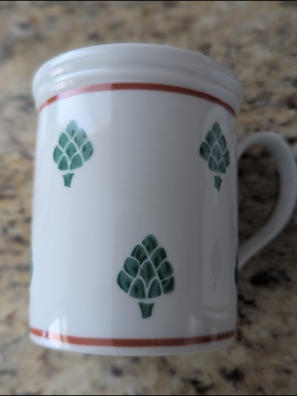 Rauschert Ceramic White Vegetable Motif Artichoke Mugs - Set of 2 - Picture 5 of 6